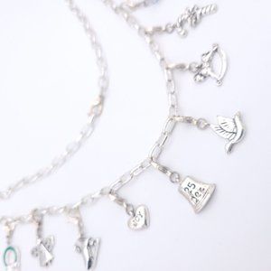 12 Days of Christmas Charm Necklace Holiday Charms Silvertone Enameled